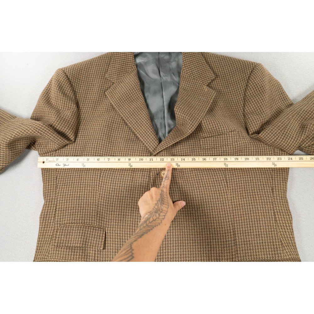 Polo Ralph Lauren Men 46R Lambswool Houndstooth Blazer Brown Sport Coat USA Made - Picture 9 of 12